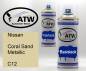 Preview: Nissan, Coral Sand Metallic, C12: 400ml Sprühdose + 400ml Klarlack - Set, von ATW Autoteile West.